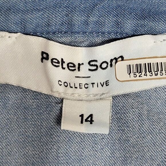 Peter Som Collective Size 14 Blue RTR Designer Tunic Dress Cotton Tiered Ruffles - Picture 4 of 16